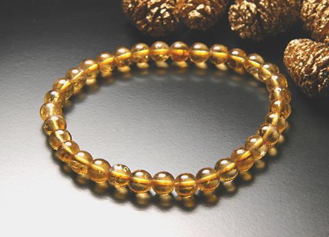 シトリンブレスレット 6ミリ球連