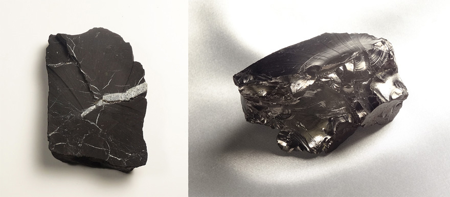 通常のシュンガイトとエリートシュンガイトのサンプル画像